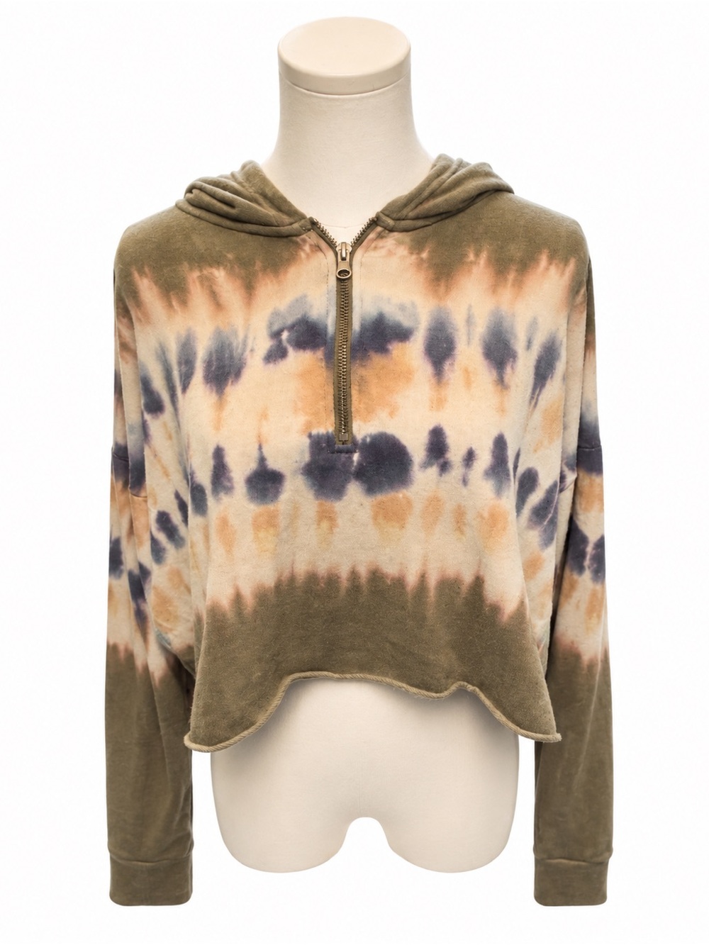 Aerie Tie-Dye Cropped Quarter Zip Hoodie Sweatshirt Size Small